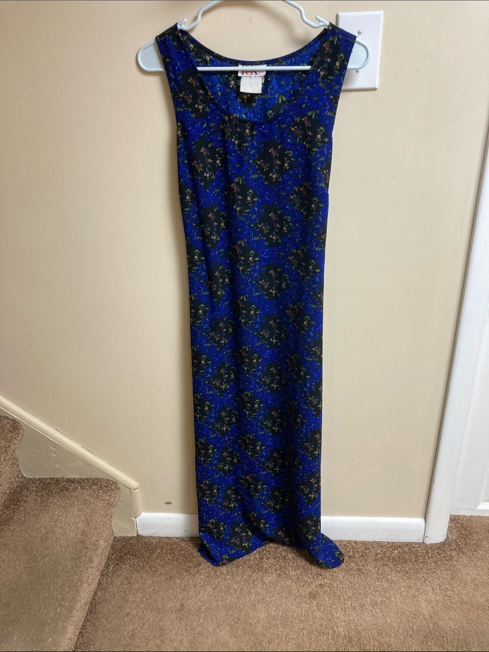 Sleeveless Royal Blue Floral Maxi Dress